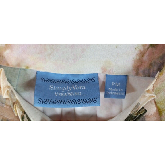 Vera Wang Simply Vera Flowy Slip Dress Pleated Front Sleeveless Floral Sz PM - Picture 8 of 9